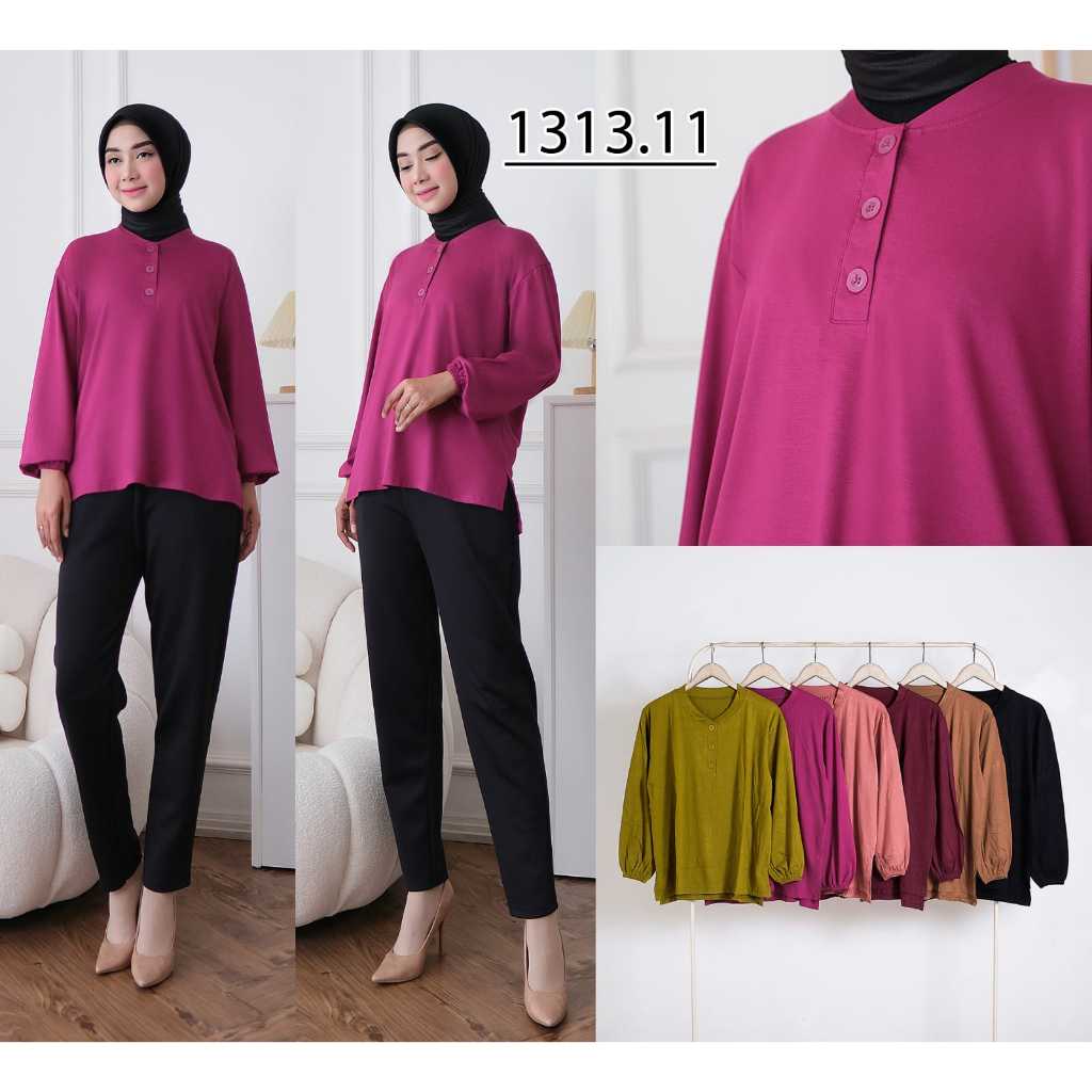 KLYN Atasan Kaos Polos Jumbo Model Lengan Balon Muslim Kekinian
