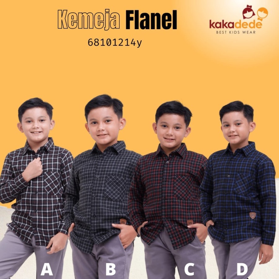 Laisha Kids - Kemeja Flanel Anak-Laki Laki Premium Lengan Panjang Usia 6 - 14 Tahun Kakadede