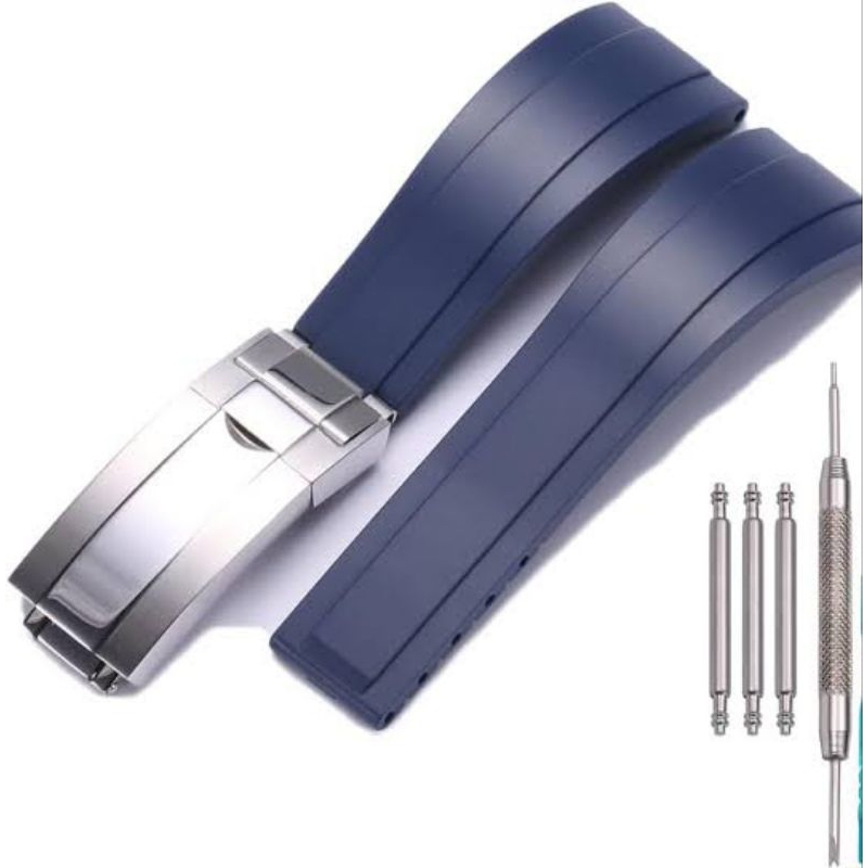 Rolex daytona 20mm tali strap jam tangan pria blue biru navy