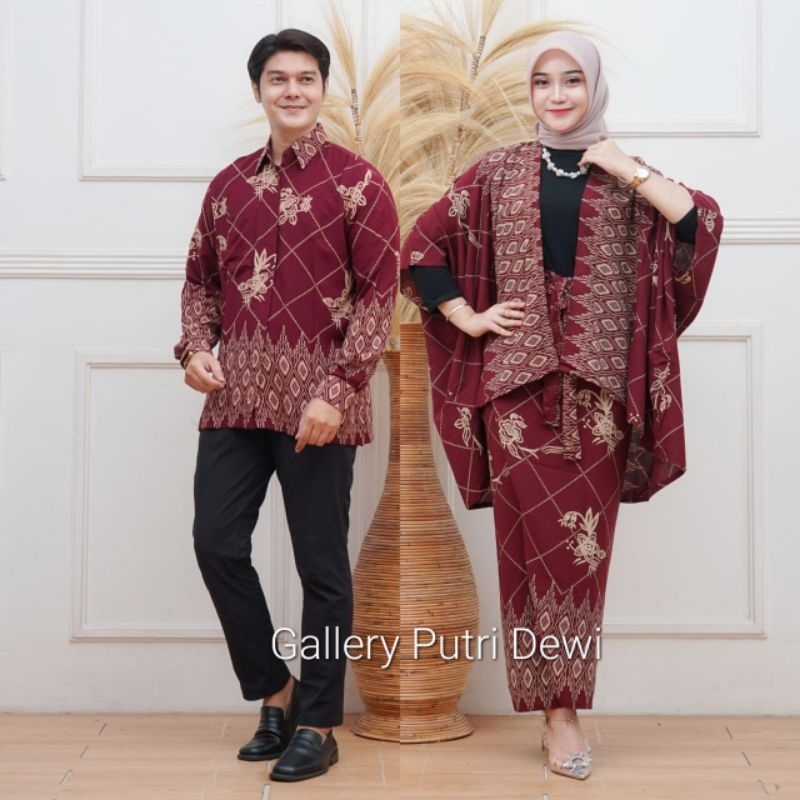 Batik Couple Cardigan Motif BUNGA PARANG Baju Kondangan Outfti Bridesmaid Simple Motif Bunga Parang