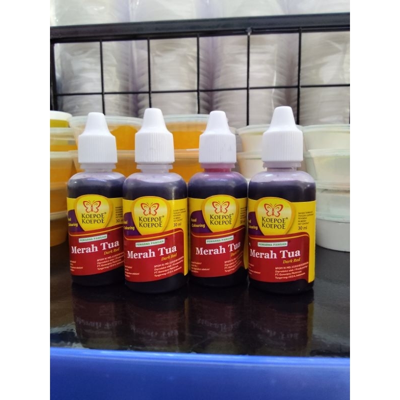 

Koepoe-koepoe Pewarna Pangan Merah Tua, Hijau Tua dan Kuning Tua 30ml