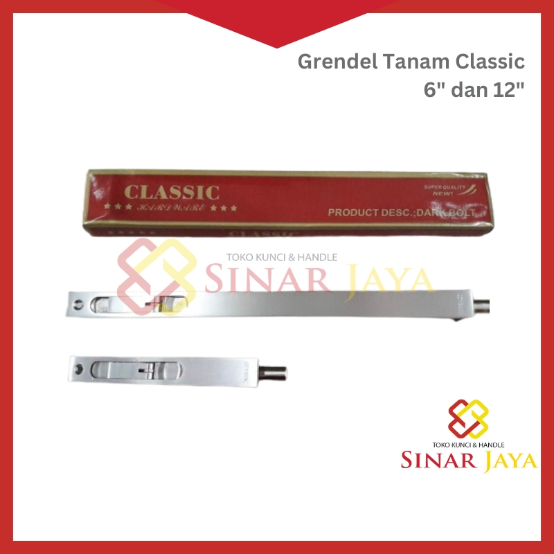 Flush Bolt/ Grendel Tanam Classic 6 inch + 12 Inch Pintu Kayu