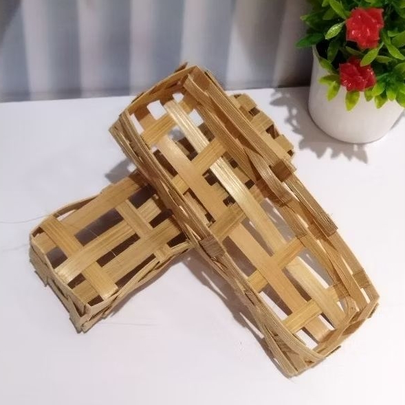 (50pcs) Reyeng Keranjang Bambu 15x5x3 Wadah Ikan Pindang Tongkol Peda Cue dll