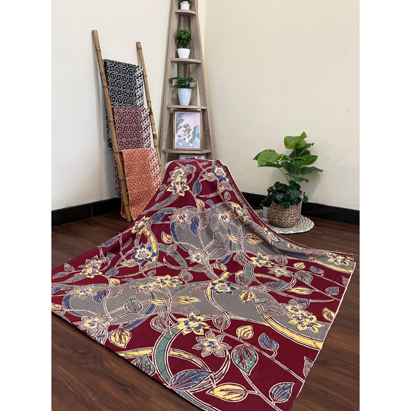 Kain batik katun solo premium motif 12 ecoprint daun sirih