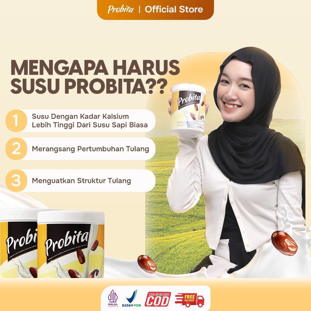 

[Paket Eksklusif] Peninggi Badan No.1 di Indonesia - Probita Susu Kurma Manis Alami - 4 Box 1200gr
