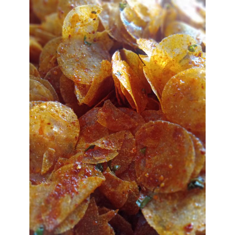 

keripik kaca pedas gurih 1kg kripca kaca pedas daun jeruk