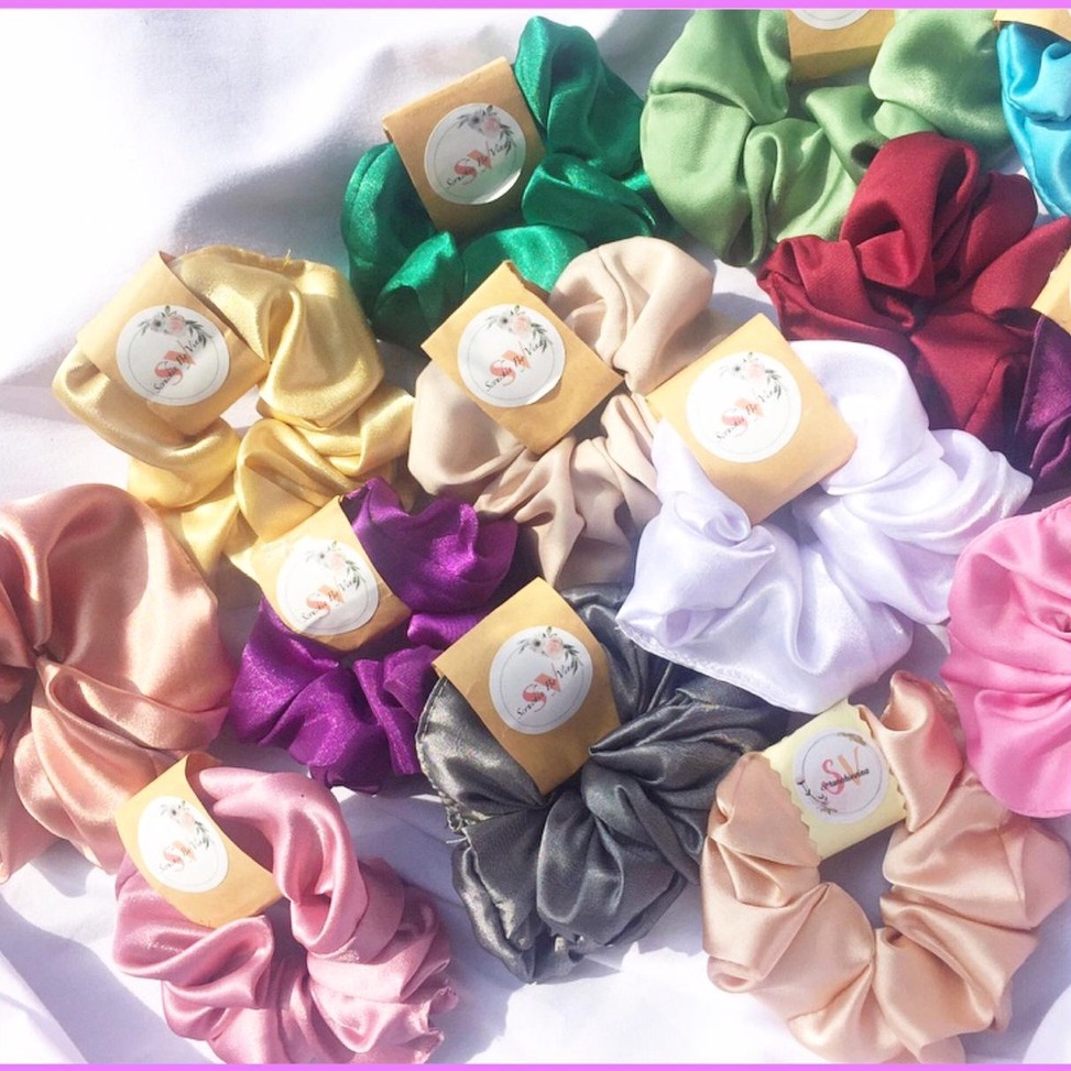 SCRUNCHIE SSATIN IKAT RAMBUT AKSESS RAMBUT KARET RAMBUT CEPOL HIJAB SCRUNCHIE HIJAB RAMBUT