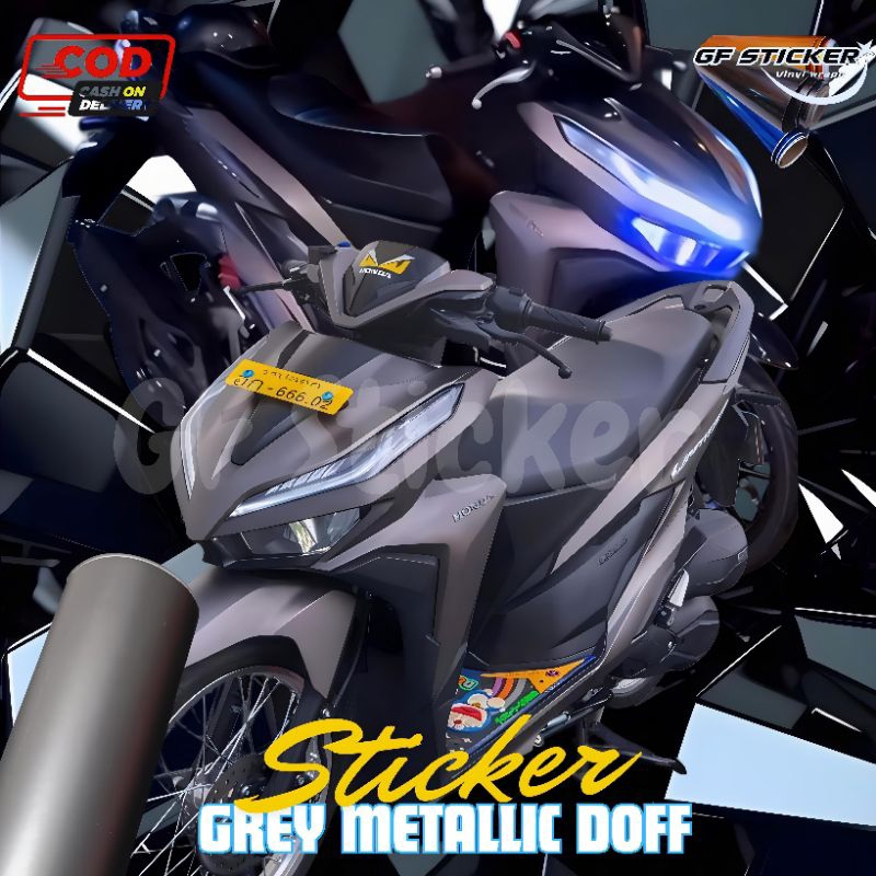 Sticker skotlet motor dark grey metallic doff premium / scotlite abu tua satin / abu abu mett doff