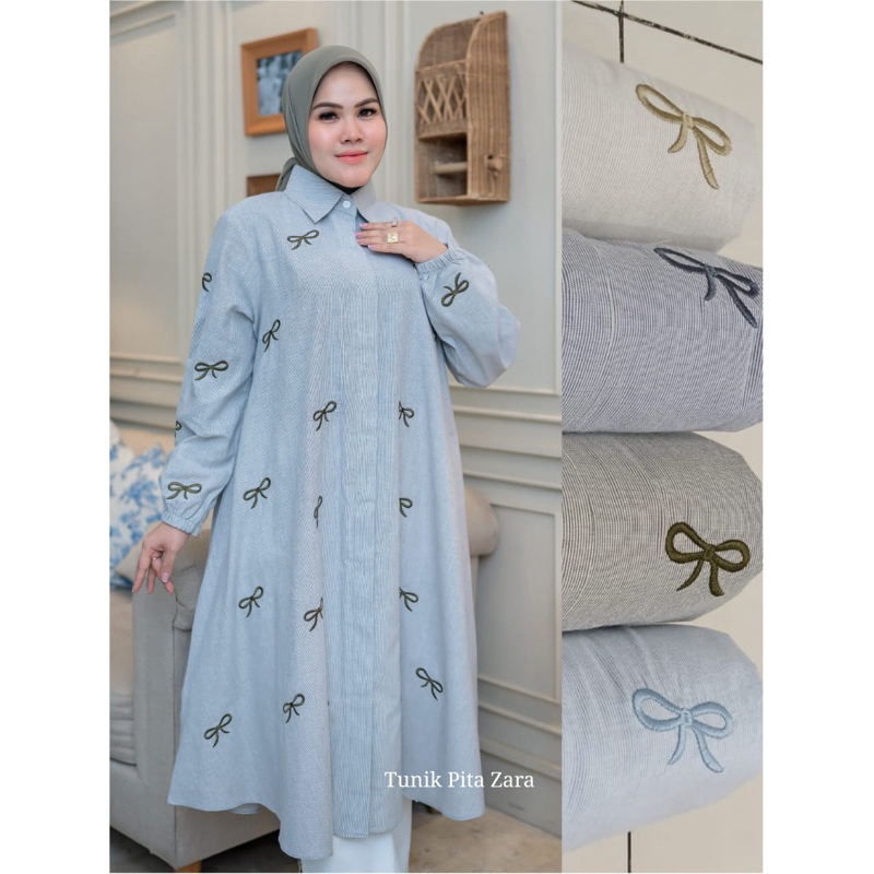 Outfitku -  Baju atasan wanita terbaru Winody Tunik Pita zara tunic kekinian korean style Dress wani