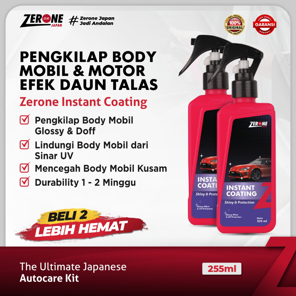 Zerone Japan Kit Pengkilap Body Mobil Motor Glossy Instant Coating Nano Ceramic Kilap Premium
