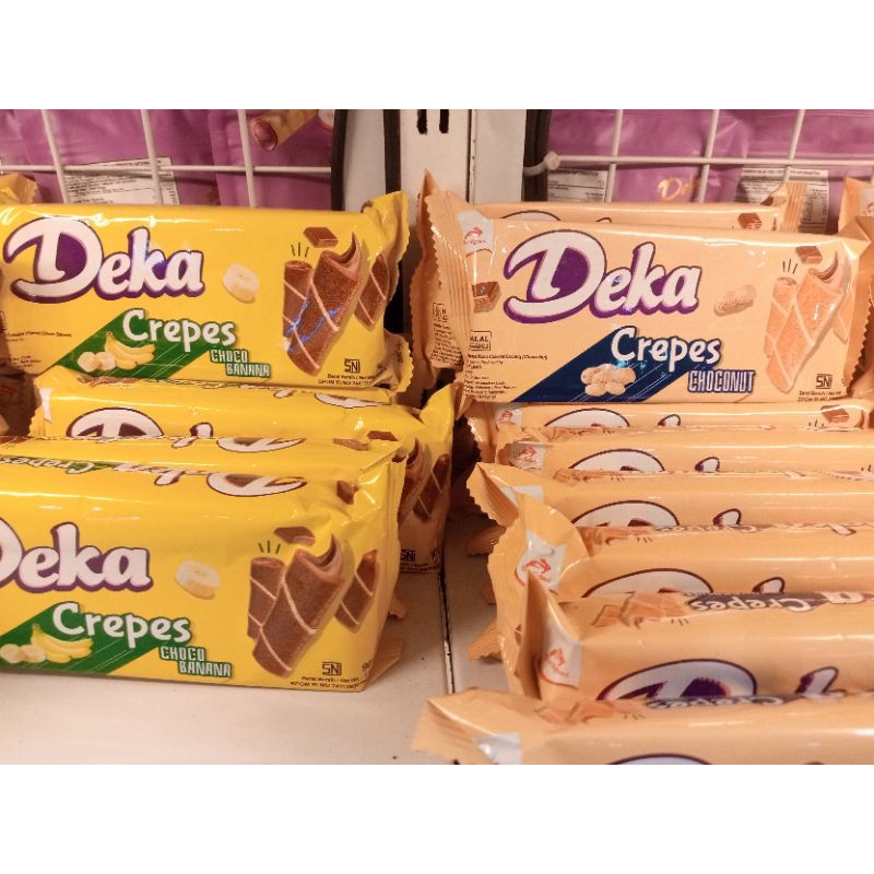 

Kemasan Baru Wafer Deka Crepes rasa choco banana / choco nut Dua Kelinci