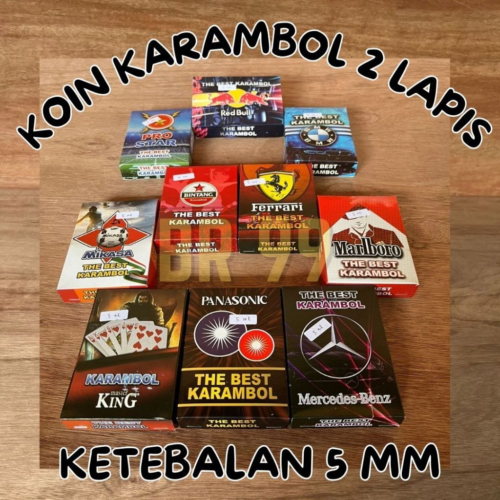 Biji Karambol tebal 5mm Koin Karambol akrilik 2 lapis