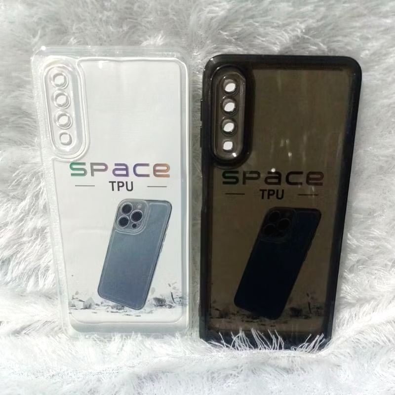 Case BENING Hitam Transparan HP SAMSUNG A7 2018 Space TPU Camera Protection