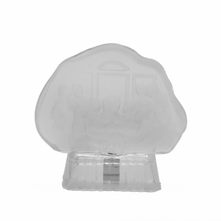 Pajangan Perjamuan Kudus Perjamuan Terakhir Kristal 3D Hiasan Souvenir Rohani Mewah