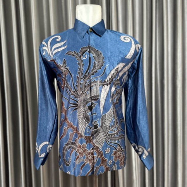 KEMEJA BATIK PRIA LENGAN PANJANG BAHAN SUTRA SILKY