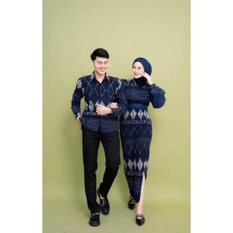 DRESS PADMA NEW ORGANZA NAVY FULL TENUN BLANKET BAJU COUPLE