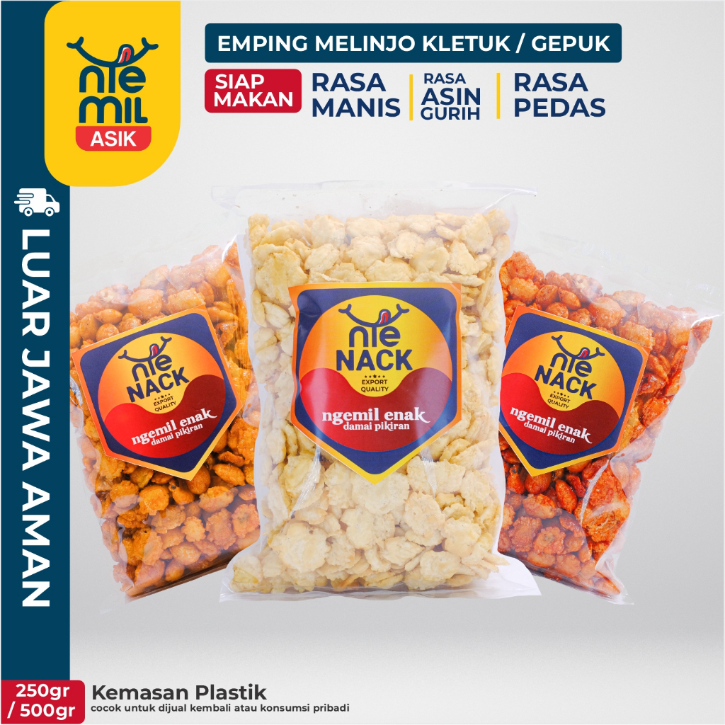 

Emping Kletuk Gepuk Rasa Asin Gurih / Manis / Pedas Kualitas Terbaik