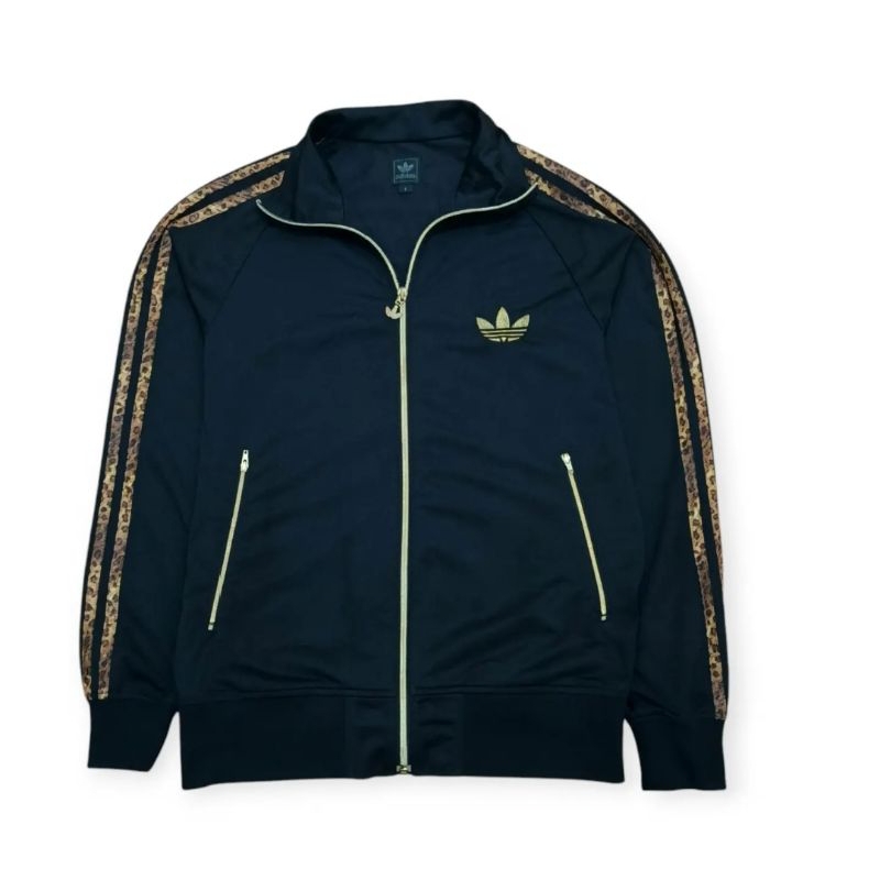 Tracktop adidas firebird black gold emas leopard