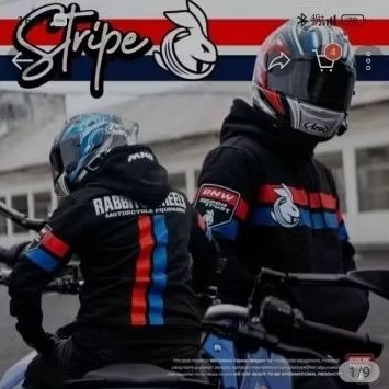 Rabbit and wheels Stripe jaket motor second rare item riding equipment bekas berkualitas