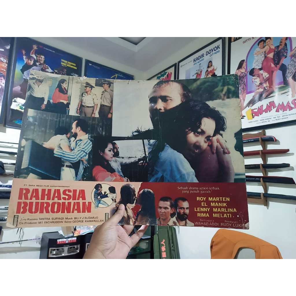 Poster Film Jadul lawas Lobby Card Rahasia Buronan Roy Marten