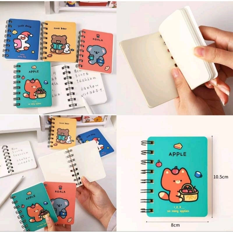 

Buku Catatan Mini Notebook Ring A7 Motif Hewan Kartun Buku Tulis Lucu