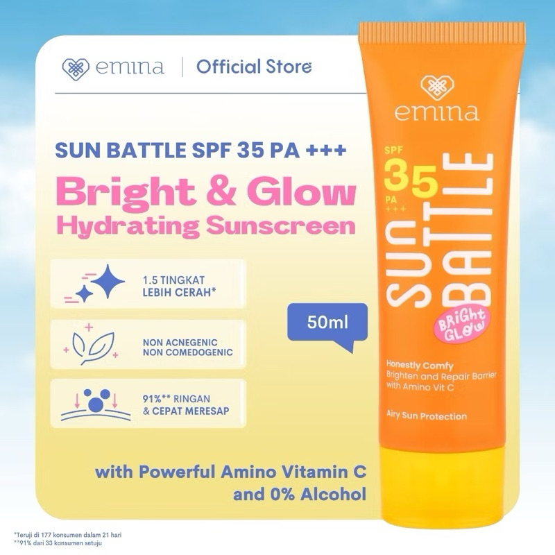[READY] Emina Sun Battle SPF 35 Sunscreen 23ml & 50ml