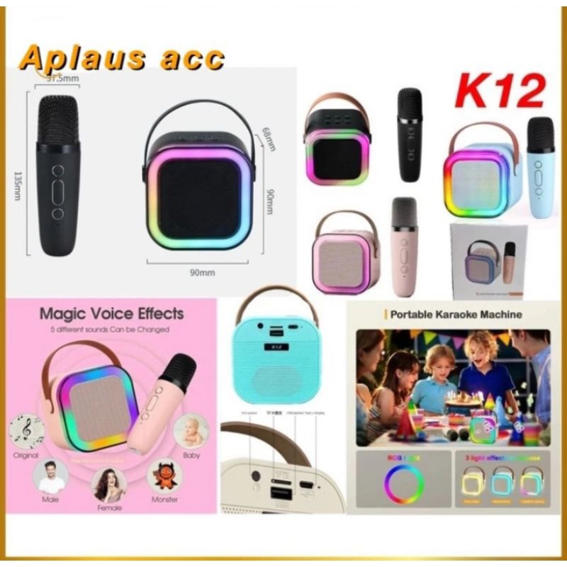 SPEKAR KAROKE K12 PORTABLE +MiC BLUETOOTH MINI KAROKE Set PULL BASS