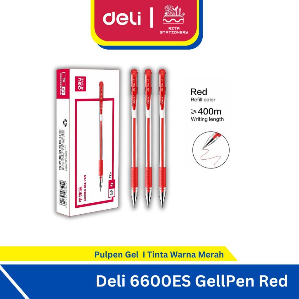 

Deli Pulpen Merah Satuan GellPen Red - 6600ES Eceran