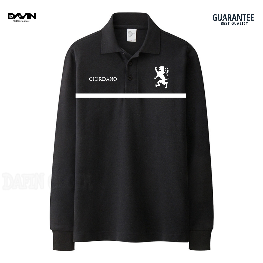 Kaos Kerah Pria Polo shirt Lengan Panjang Giordano Classy Chest Strip