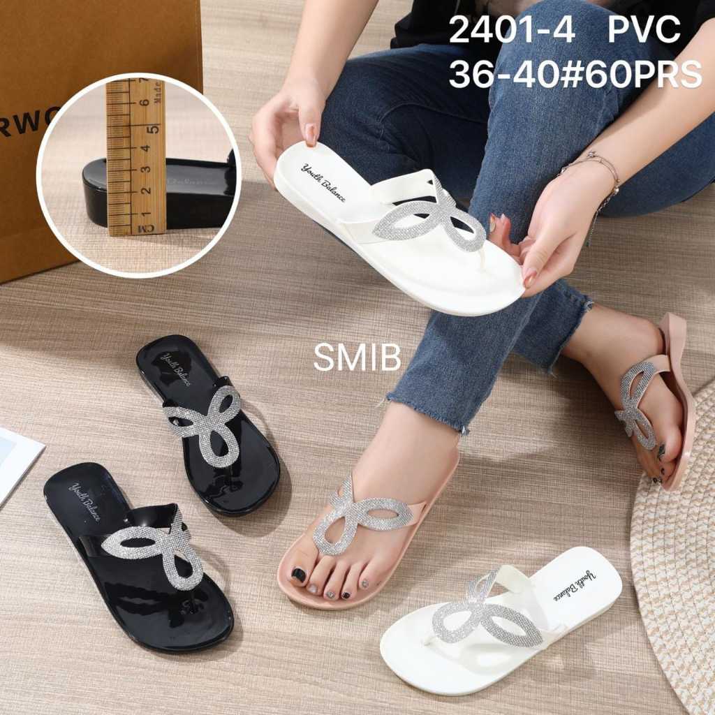 Sandal Jepit Wanita Karet Import BALANCE Motif Glitter SOL GLOSSY / 2401-4