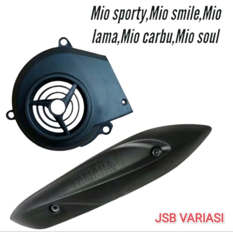 paket cover tutup knalpot+tutup kipas standart hitam mio sporty, Mio soul, Mio smile, Mio lama, Mio 