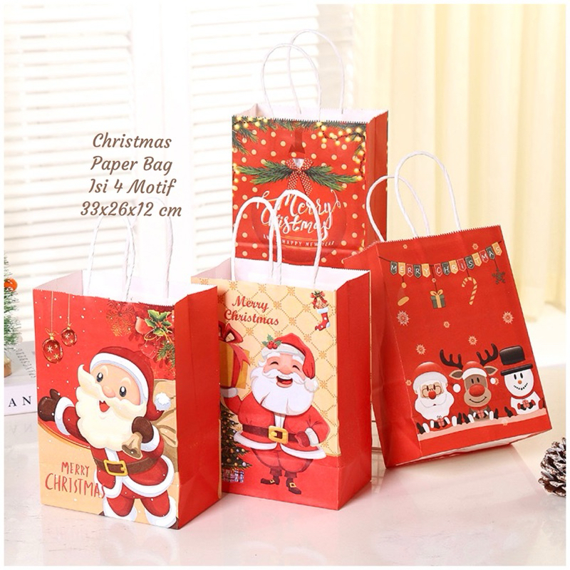 

ISI 4 MOTIF 33x26x12 CM Christmas Paper Bag Gift Bag Tas Kado Natal Perlengkan Natal Hiasan Natal Ornamen Natal Hadiah Natal