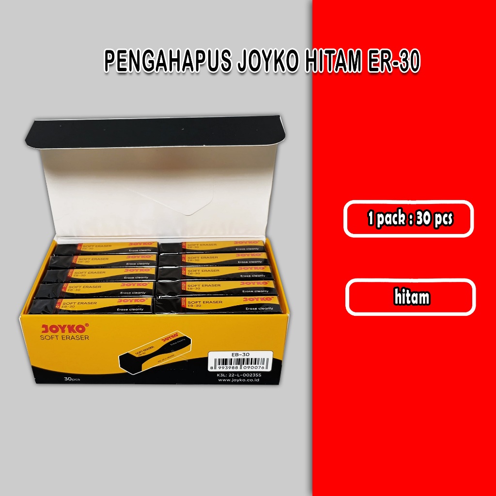 

penghapus joyko eb-30 hitam panjang / 1 pack / 30 pcs