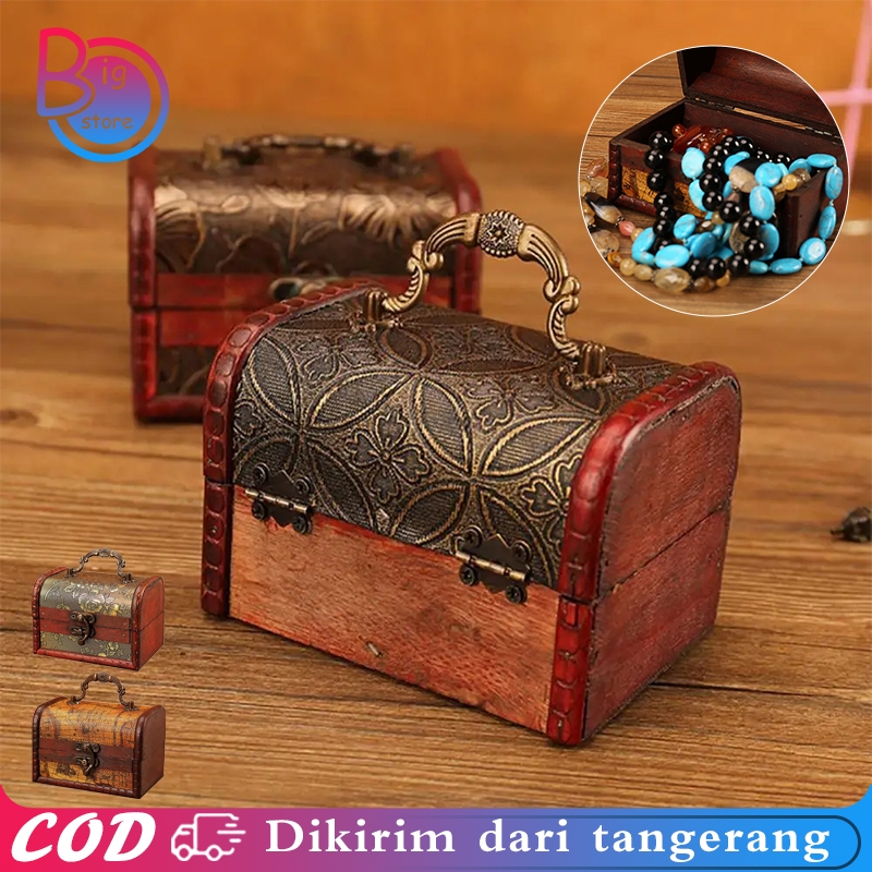 Tempat Perhiasan Kayu Gaya Retro Kotak Perhiasan Dari Kayu Serbaguna Kotak Kayu Perhiasan Box Perhia