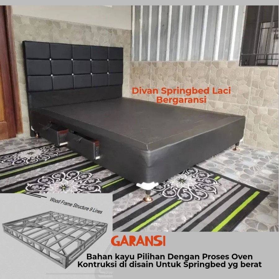 Divan Laci Dipan Laci Springbed Divan box rangka kayu kokoh