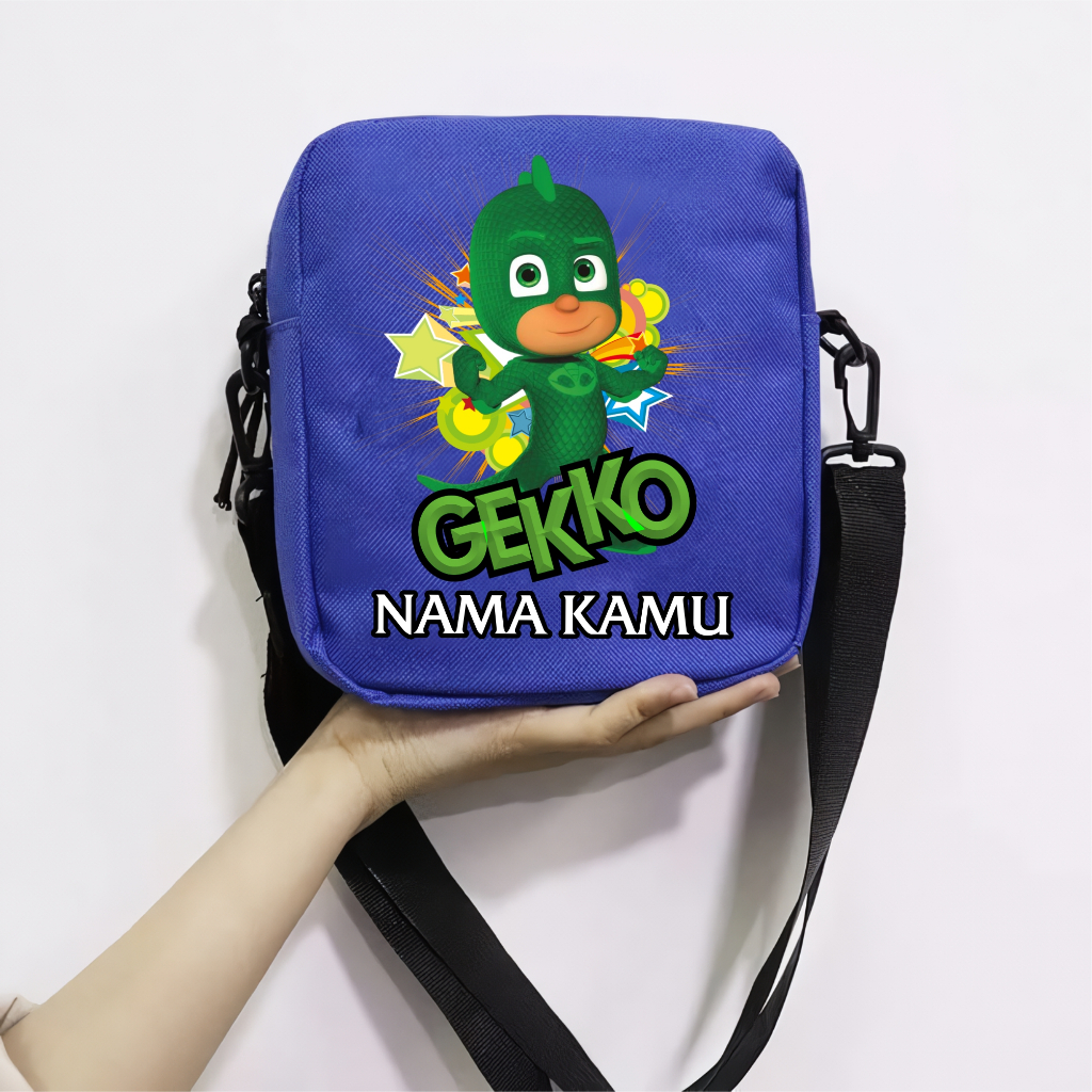 Tas Anak Selempang Lucu Kekinian Laki-laki dan Perempuan Motif Pj Mask Gekko