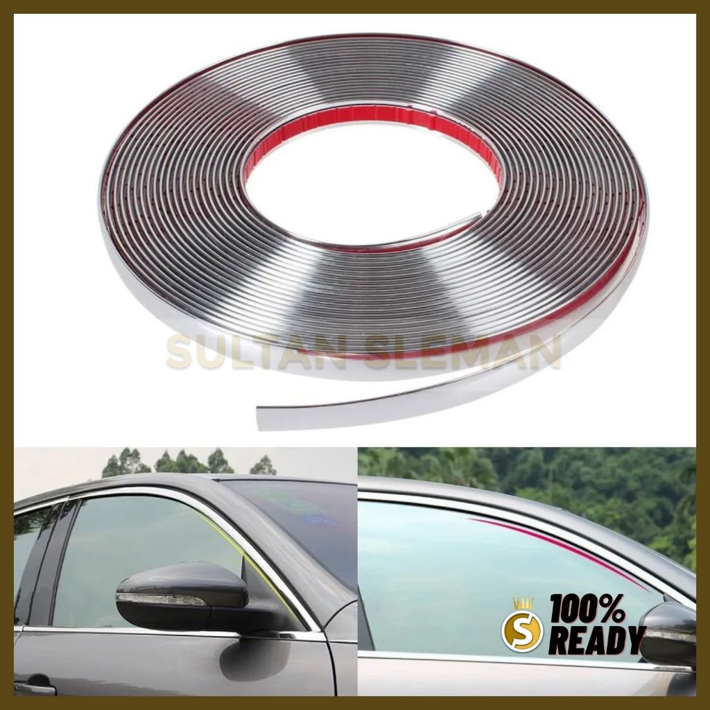 Lis Krom 12 M / List Chrome Lis Krum Mobil Interior Eksterior Mobil Moulding Chrome Trim Strip