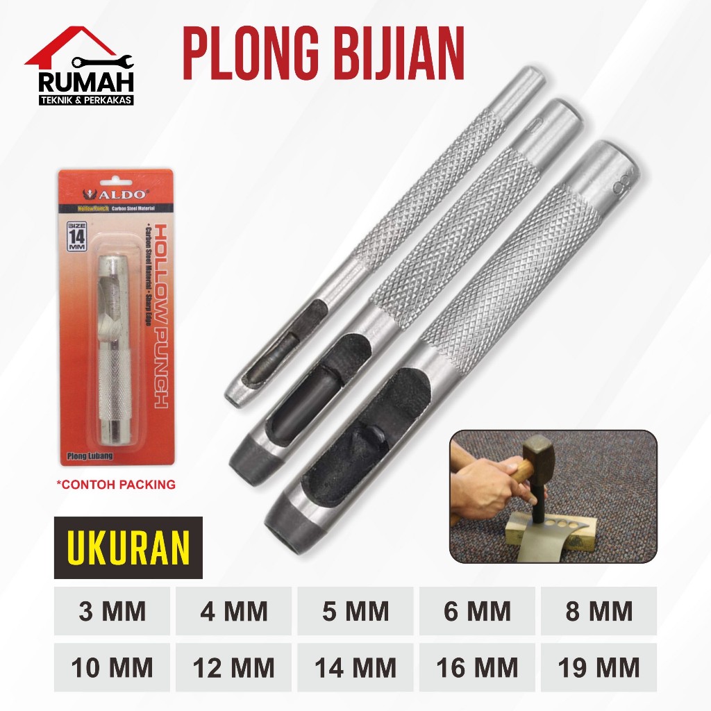 PLONG BIJIAN / Hollow punch / Alat pembuat lubang kulit (3,4,5,6,8,10,12,14,16,19 MM)