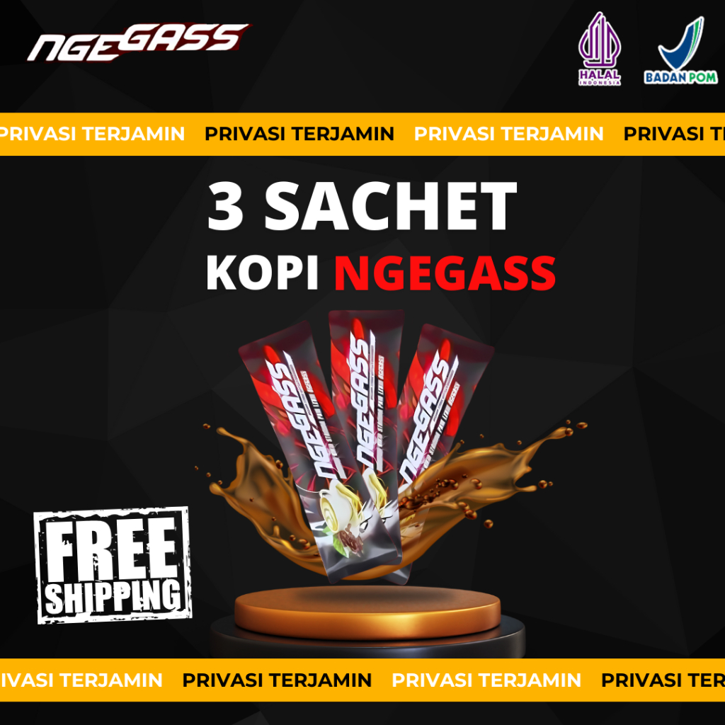 

Kopi Ngegass (3 Sachet) | Minuman Stamina Pria Penunjang Performa | Bisa COD | Sudah BPOM & Halal