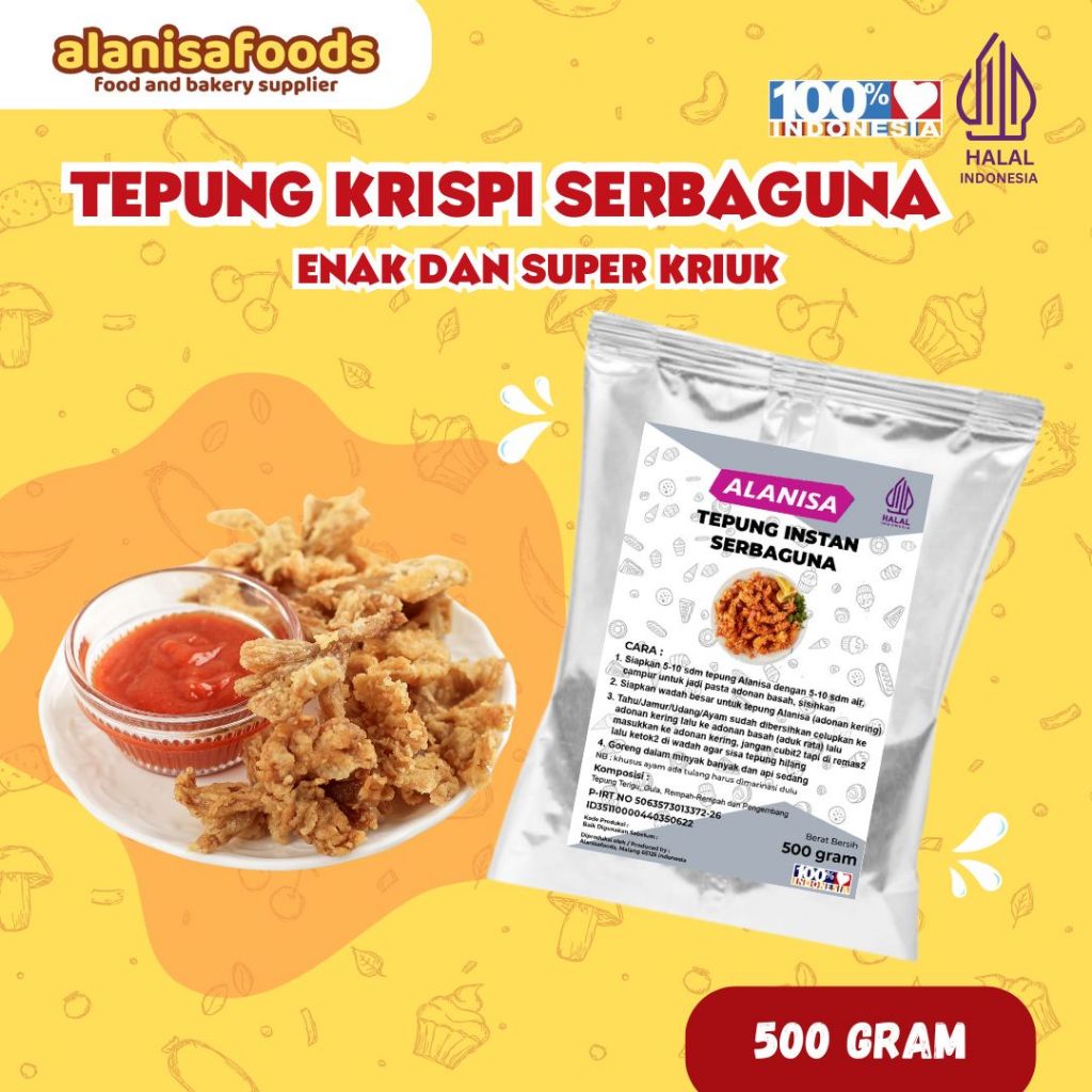 

Tepung Premix Serbaguna,Jamur Krispi Original 500gr