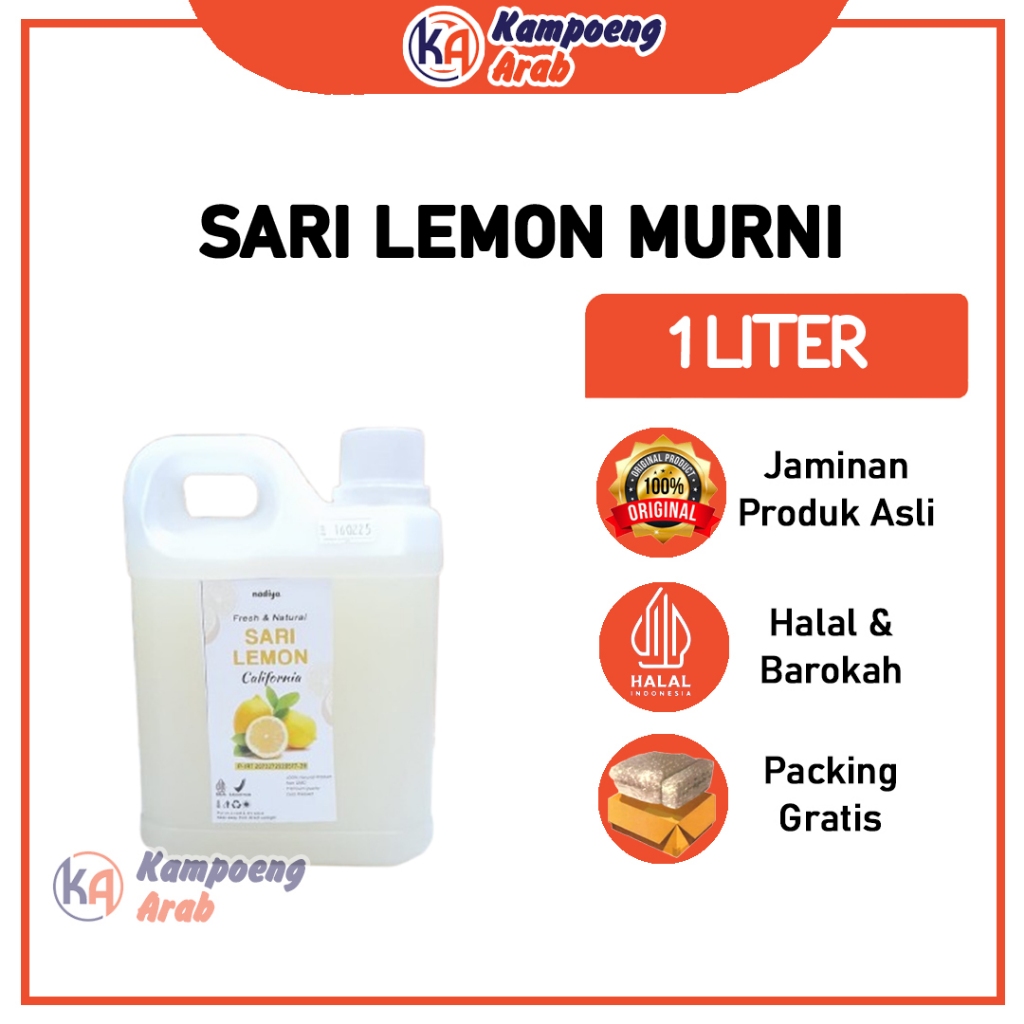 

SARI LEMON ALAMI 1 LITER Kemasan Jerigen Perasan Jeruk California Pilihan Dijamin Alami MURNI 100%