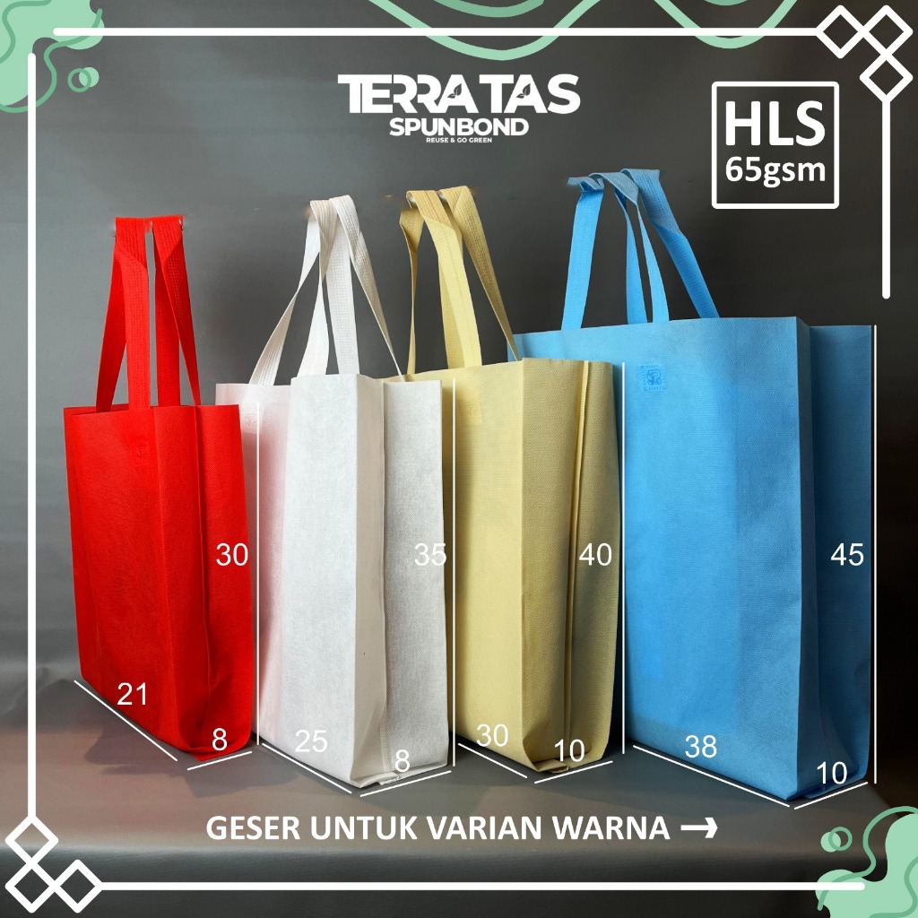 

(Pcs) Tas Spunbond 65 GSM Kantong Belanja Tote Bag Kain Souvenir Hampers