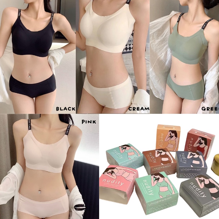 KODE P98Q Bra Set BH Celana Dalam  Panties Seamless Sport Bra Underwear Wanita Bra Wanita NUDITY Pre