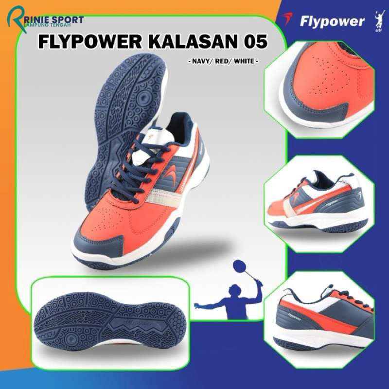 SEPATU BADMINTON FLYPOWER KALASAN 05 NAVY/RED/WHITE