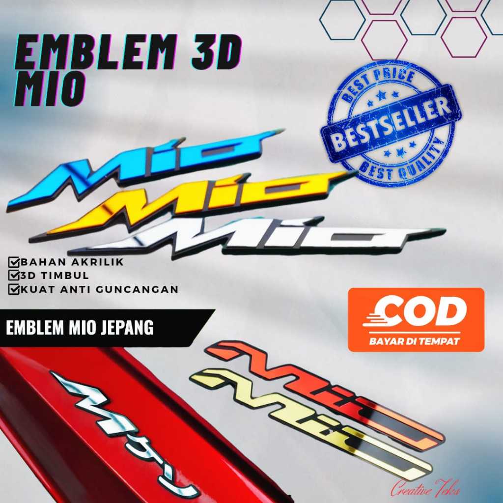 1pcs Logo Emblem Mio Jepang Variasi Warna | Emblem Timbul Semua Mio