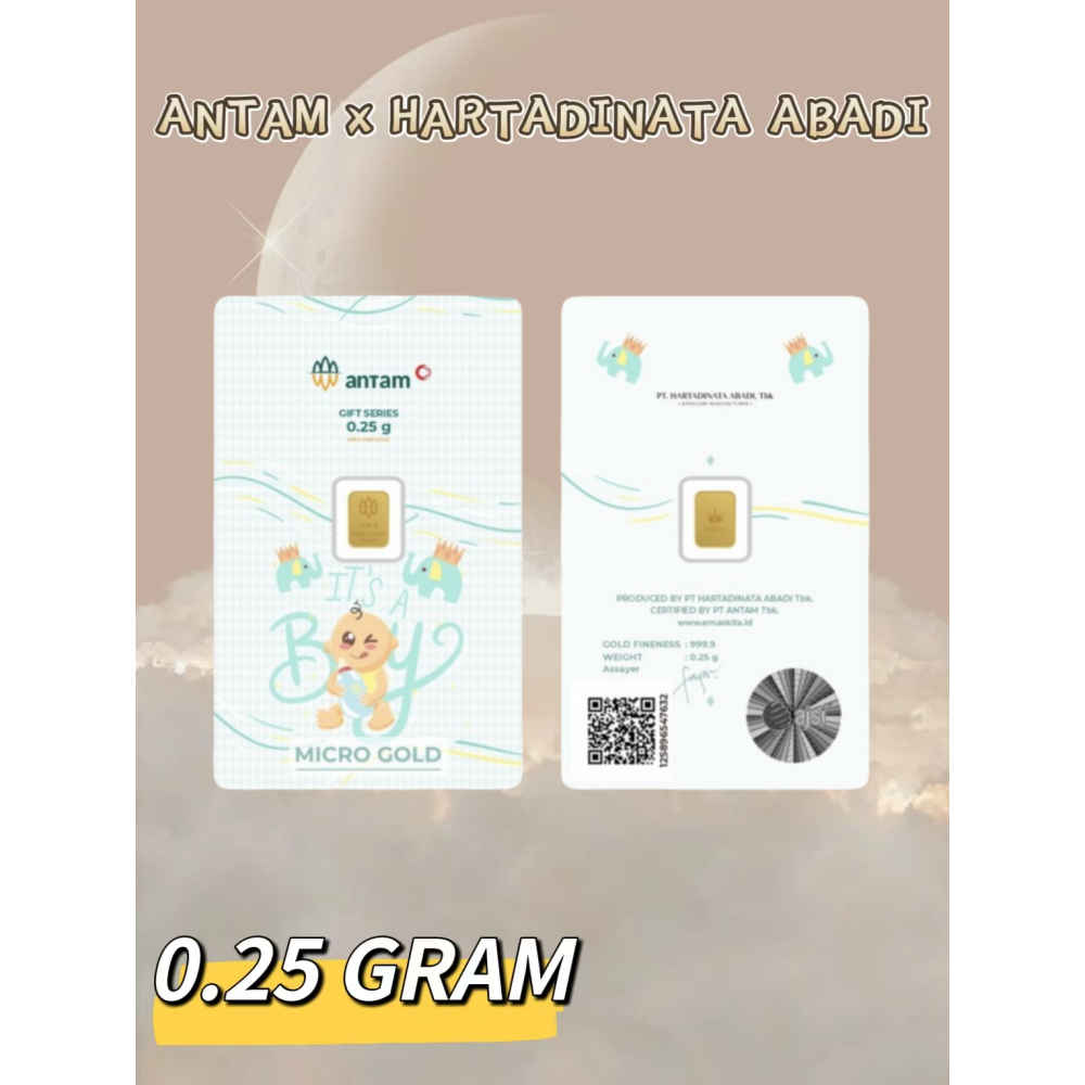 （Dalam stok）Gold Logam Mulia Antam x Hartadinata 0.25 Gram Antam Emas 0.25gr bayi laki-laki series