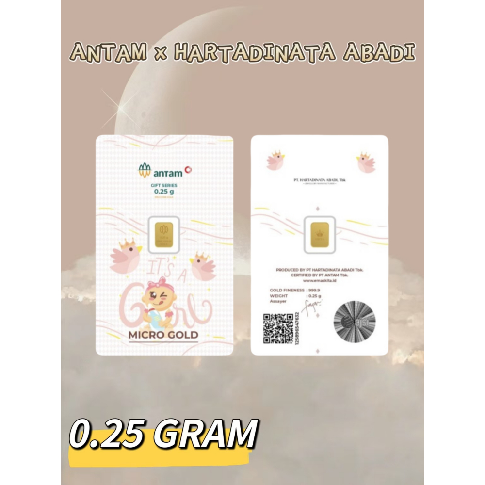 （Dalam stok）Gold Logam Mulia Antam x Hartadinata 0.25 Gram Antam Emas 0.25gr bayi perempuan series