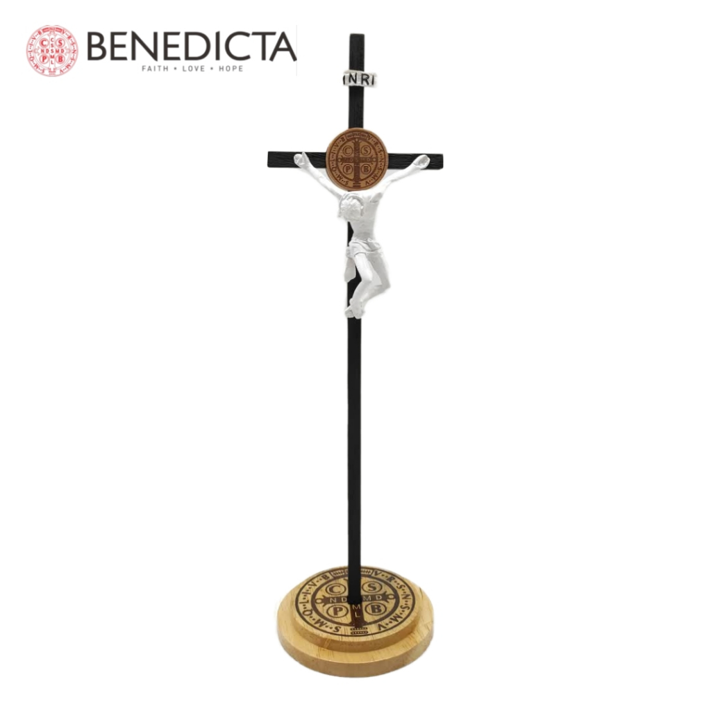 SALIB BENEDICTUS AGONY OF JESUS RISE ZIBORI WHITE - SALIB KATOLIK - SALIB DUDUK - SALIB DINDING - SA