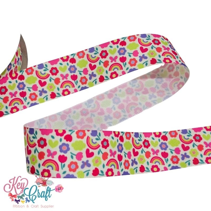 

Pita Grossgrain motif flowers rainbow size 3,8cm