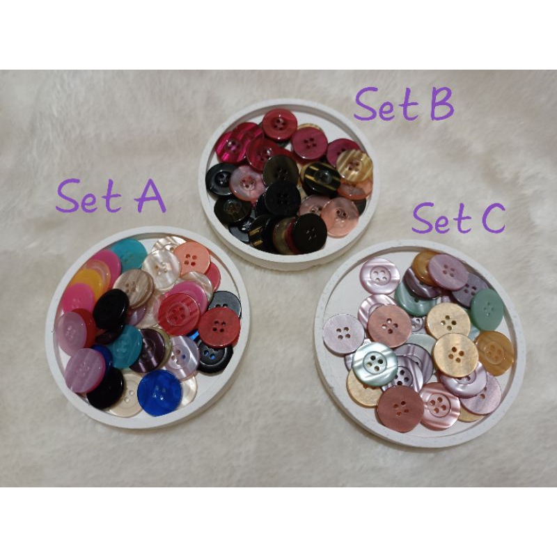 Kancing plastik besar 2 cm mix warna 50/100 pcs